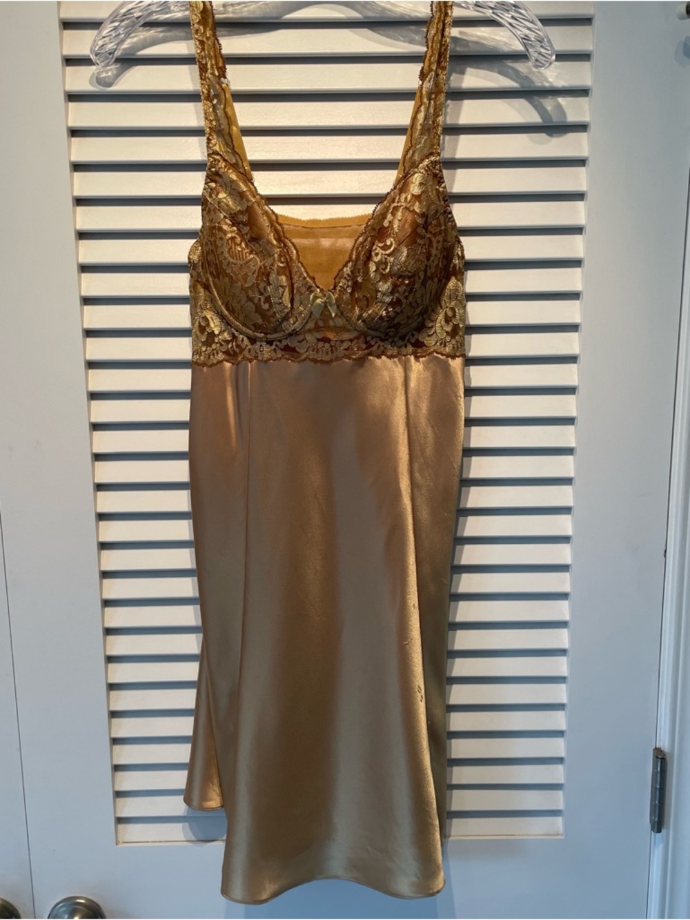 VTG 90’s VICTORIA SECRET Gold Label Bustier Slip Dress Gold Lace Coquette Size M